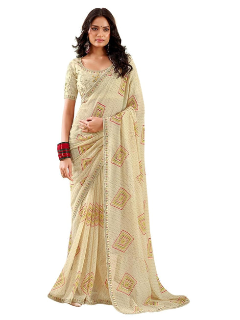 Vasthrlay Georgette Embroidery Red Saree