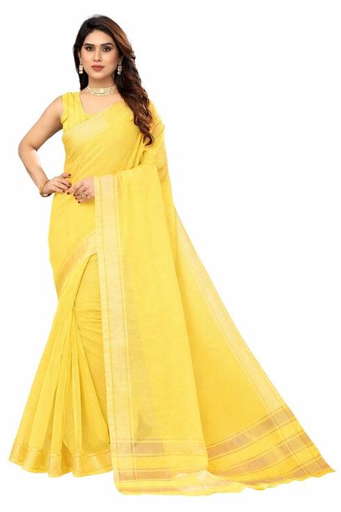 Vasthrlay Gold Unstitched Saree