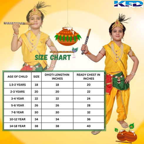 Kaku Fancy Dresses Krishna Costume for Janmashtami, Bal Gopal Dress with Accessories