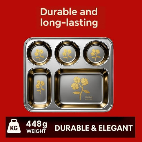 Stainless Steel 5-Compartment Dinner Plate 2 Set