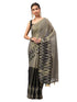 Vasthrlay Black Floral And Solid Design Polyester Saree With Unstitched Blouse Piece