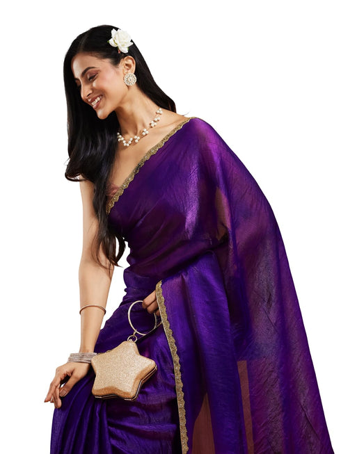 Vasthrlay Lavender Chiffon Saree
