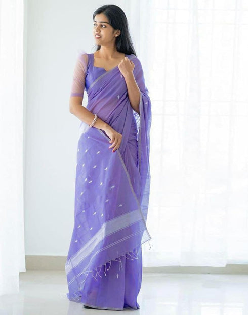 Vasthrlay Womens Jacquard Unstitched Lavender Saree