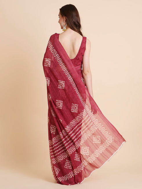 Vasthrlay Shimmer Georgette Printed Rani Saree
