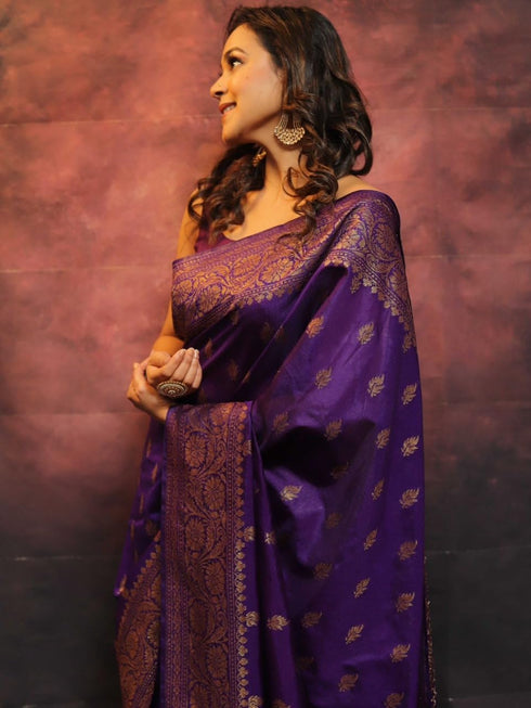 Vasthrlay Purple Kanjivaram Saree