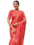 Vasthrlay Bandhani Printed Coral Red Saree With Unstitched Blouse Piece