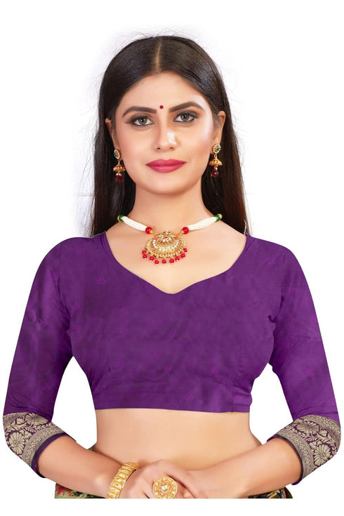 Vasthrlay Women's Purple Kanchipuram Saree