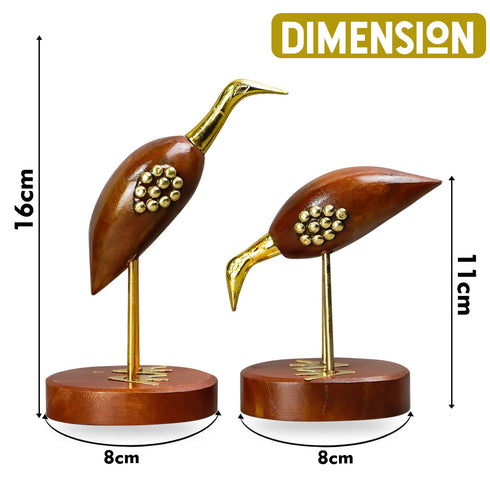 Wooden and Brass Saras Pair-6 inch