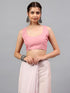 Vasthrlay Pastel Pink Sheer Floral Printed Art Chiffon Saree With Unstitched Blouse