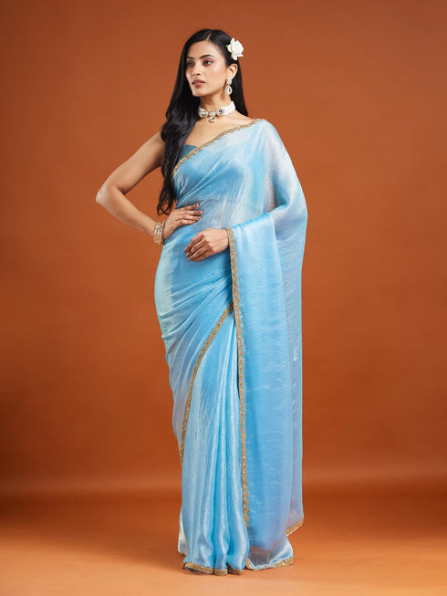 Vasthrlay Red Embroidery Unstitched Saree