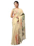 Vasthrlay Beige3 Floral And Solid Design Polyester Saree With Unstitched Blouse Piece