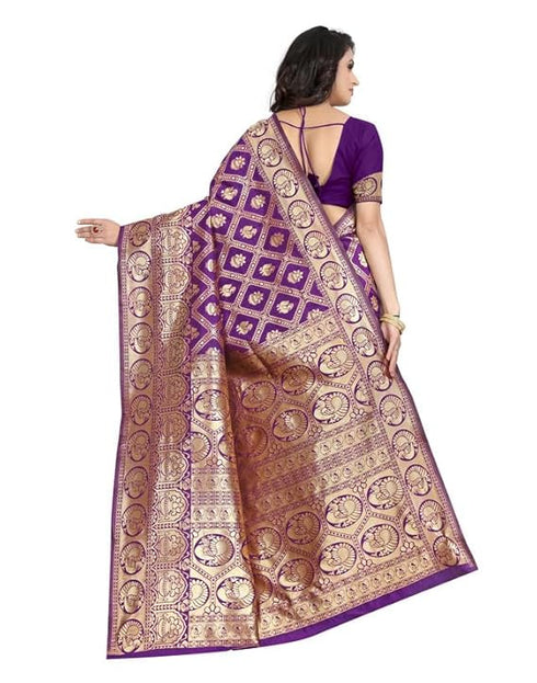 Vasthrlay Banarasi Jacquard Unstitched Red Saree