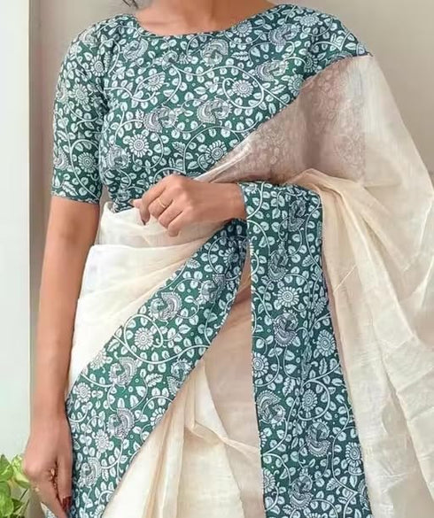 Vasthrlay Off White Traditional Matching Lightweight