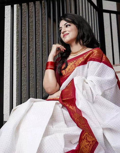 Vasthrlay Kanjivaram Saree Blouse Off White