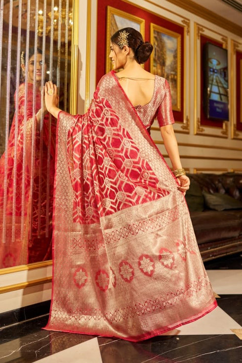 Vasthrlay Women's Organza Designer Unstitched Saree
