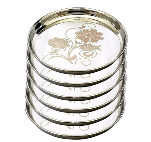 Steel Plate with Laser Design Set of 6 Plates (27 Cm)