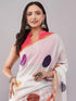 Vasthrlay Pink Chevron Printed Linen Saree With Unstitched Blouse