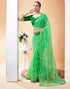 Vasthrlay Chiffon Bandhani Green Saree With Unstitched Blouse Piece