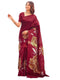 Vasthrlay Womens Abstract Maroon Saree With Unstitched Blouse Piece