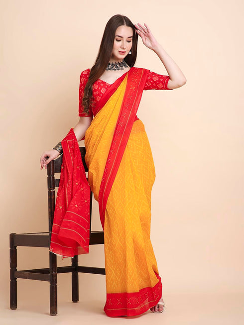 Vasthrlay Cotton Printed Mulmul Blue Saree