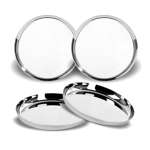 Stainless Steel Dinner Plate Set of 4 Plates (27 Cm)