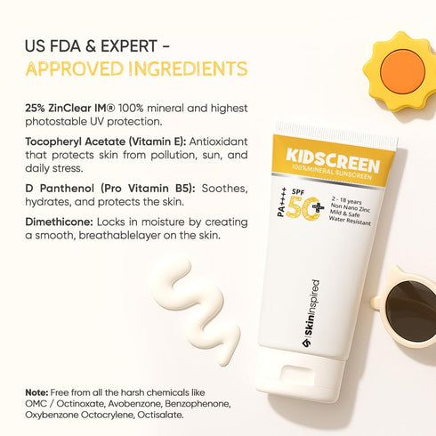 SkinInspired Kidscreen 100% Mineral Sunscreen for Kids | SPF 50+ PA++++