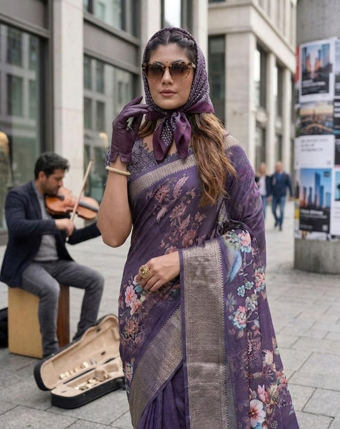 Vasthrlay Purple Traditional Az Ys Dobby Ethnic Wear