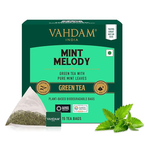 Vahdam Tea Mint Melody Green Tea 50 Count