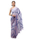 Vasthrlay Blue Floral| Solid| Striped Design Georgette Saree With Unstitched Blouse Piece