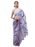 Vasthrlay Blue Floral| Solid| Striped Design Georgette Saree With Unstitched Blouse Piece