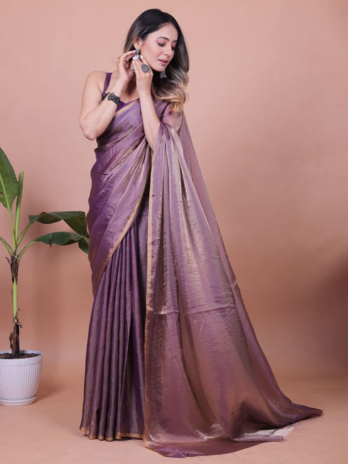 Vasthrlay Lavender Unstitched Saree