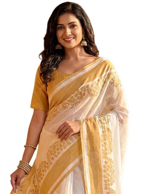 Vasthrlay Printed Lemon Yellow1 Yellow Saree