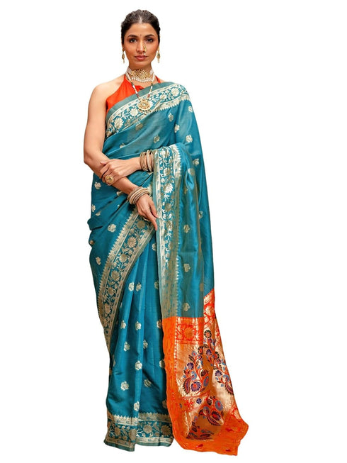 Vasthrlay Weaving Paithani Black Saree
