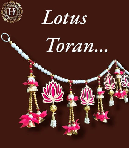 HEGIENES DECOR'S Traditional Pink Lotus Toran