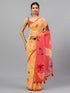 Vasthrlay Yellow Womens Floral Printed Ombre Ready To Wear One Minute Faux Georgette Saree