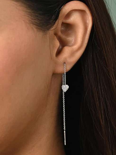 CLARA 925 Sterling Silver Sui Dhaga Threader Earrings Cute