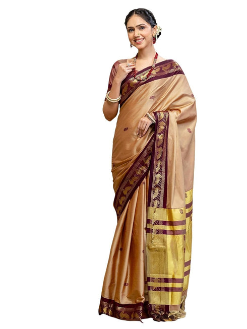 Vasthrlay Weaving Khaki Saree