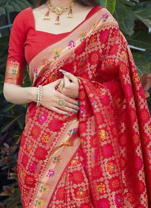 Vasthrlay Kanjivaram Traditional Bandhani Unstiched