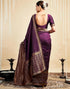 Vasthrlay Womens Banarasi Unstitched Wine Saree
