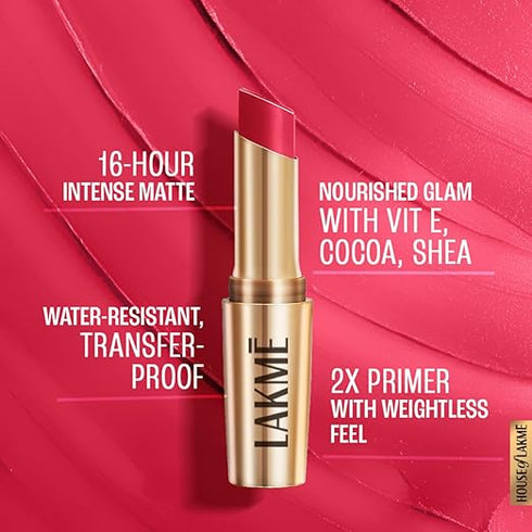 Lakme 9 To 5 Primer + Matte Lip Color MP2 Ruby Rush