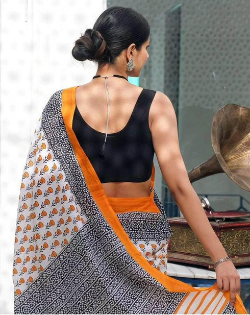 Vasthrlay Women's Cotton Kalamkari Wedding Saree With Blouse Piece