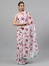 Vasthrlay Purple Sheer Spring Floral Printed Art Chiffon Saree With Unstitched Blouse