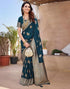 Vasthrlay Banarasi Kanjivaram Rama Blue Saree With Unstitched Blouse Piece