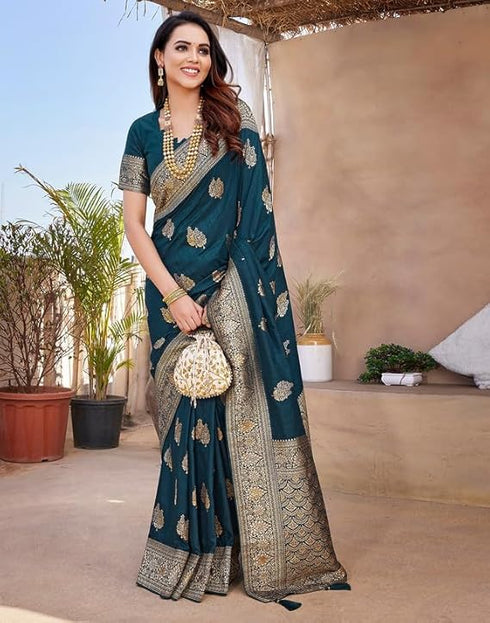 Vasthrlay Banarasi Kanjivaram Unstitched Pink Saree