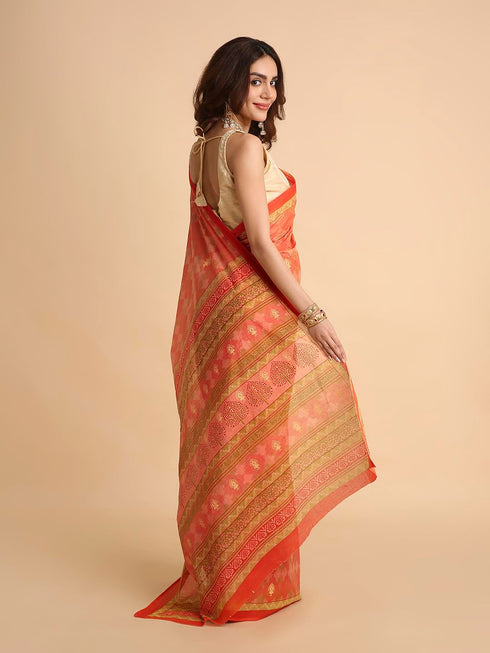 Vasthrlay Cotton Printed Blue Saree