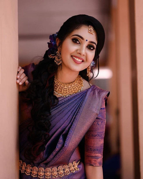 Vasthrlay Purple Kanjivaram Saree