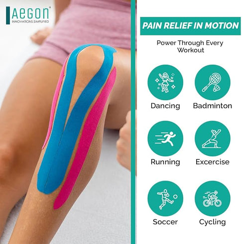 Aegon Waterproof Kinesiology Tape 5 Metres Breathable Athletic Sports Tape For Injury