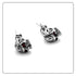 Hip Hop Titanium Steel Flower Pattern Crystal Eye Skull Stud Earrings