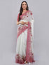 Vasthrlay Off White1 Floral Printed Gerogette Saree With Zari Pallu And Unstitched Blouse Piece