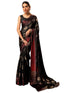 Vasthrlay Chiffon Printed Unstitched Black Saree